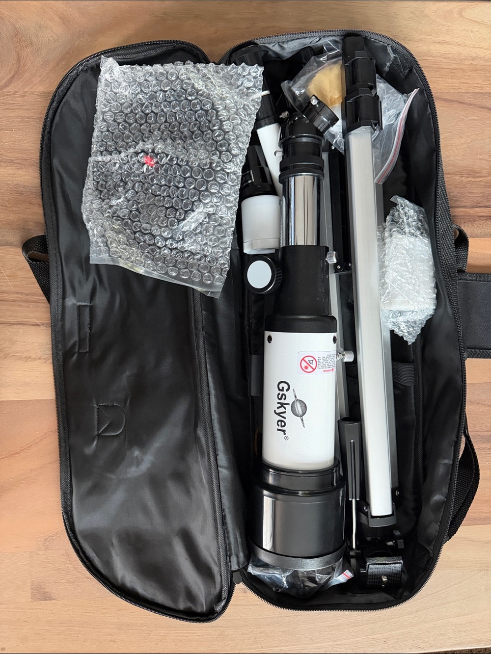 Black and White Telescope Carrying Case Kit - Portable Astronomy Accessory